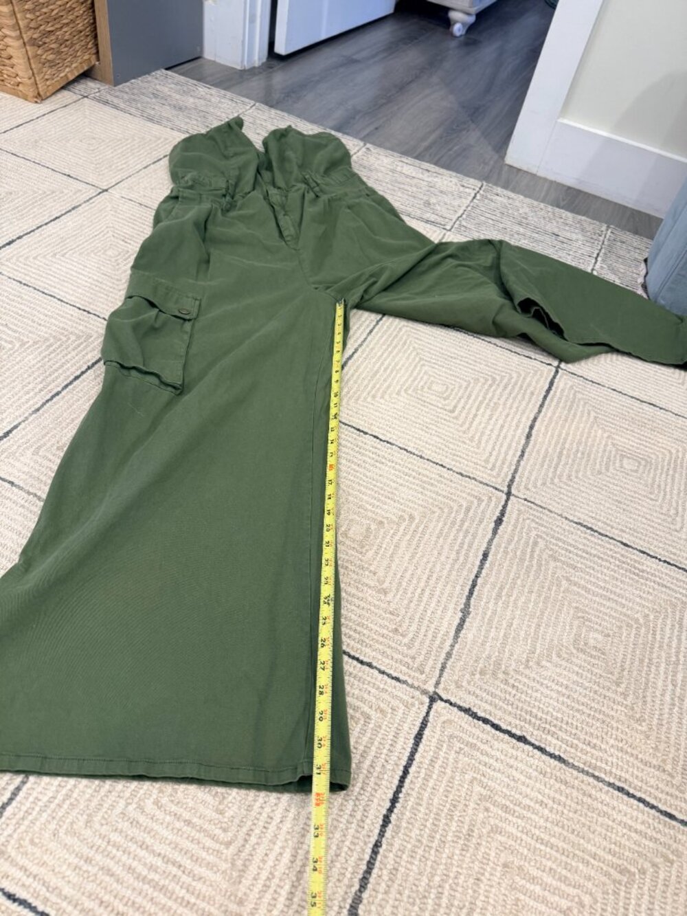 Anthropologie Pilcro Rosie Utility Wide-Leg Jumpsuit Size XL Tall Olive Green - Picture 11 of 12